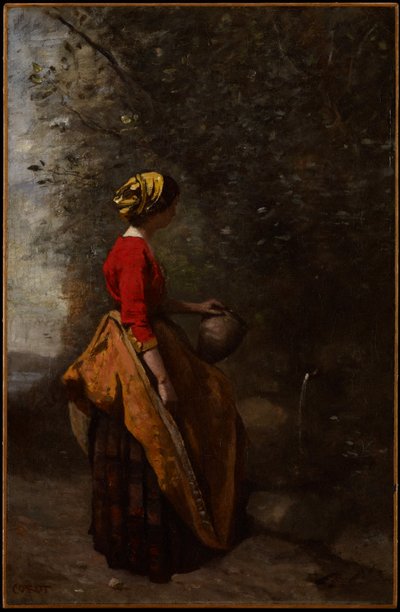 Peasant Girl at the Spring by Jean Baptiste Camille Corot